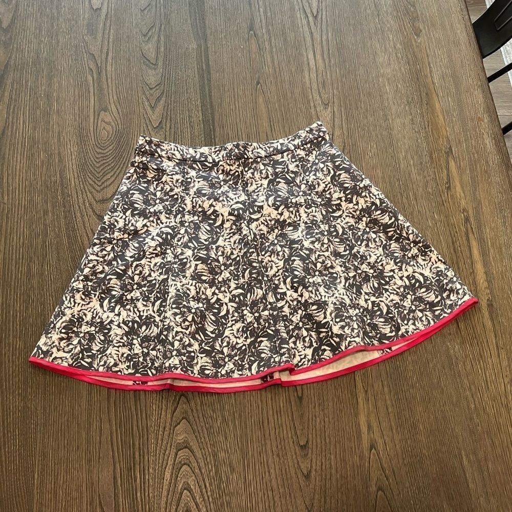 Club Monaco Pink Gray White Floral Circle Skirt Mini Size 0